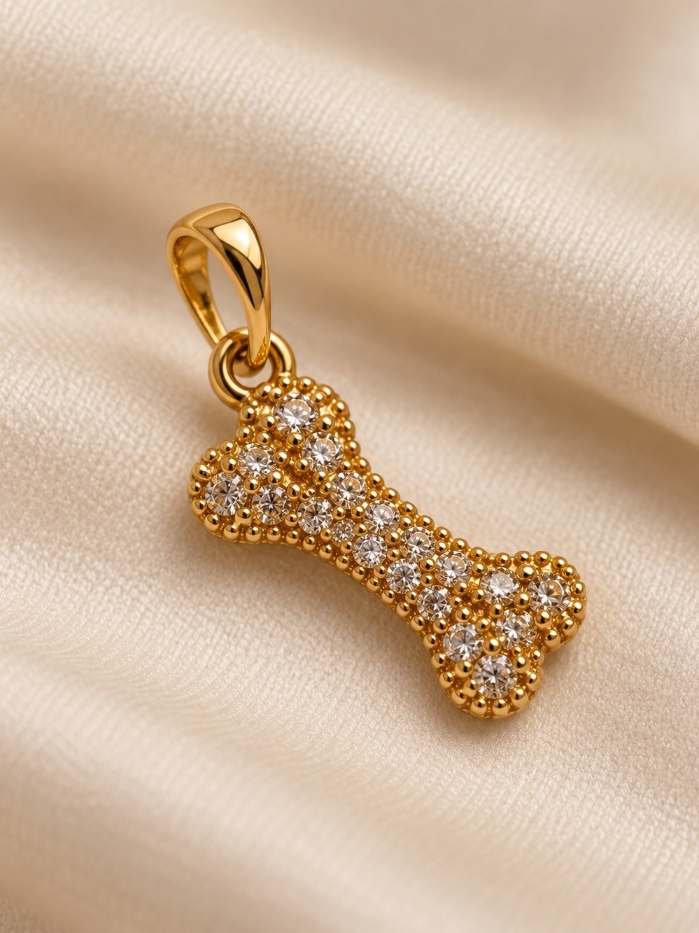 14k. Laminated Gold Crystal Bone Pendant Necklace - Women Jewelry